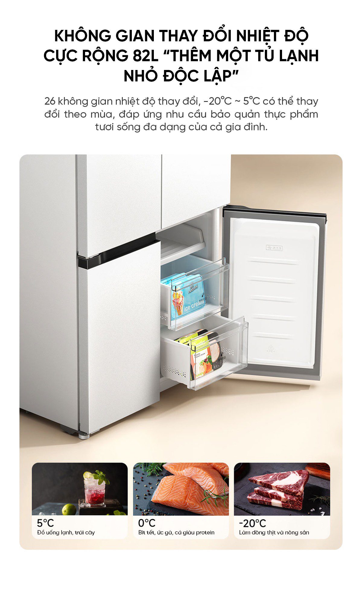 Tủ lạnh Xiaomi Mijia 518L, 4 cửa, có ngăn đông mềm